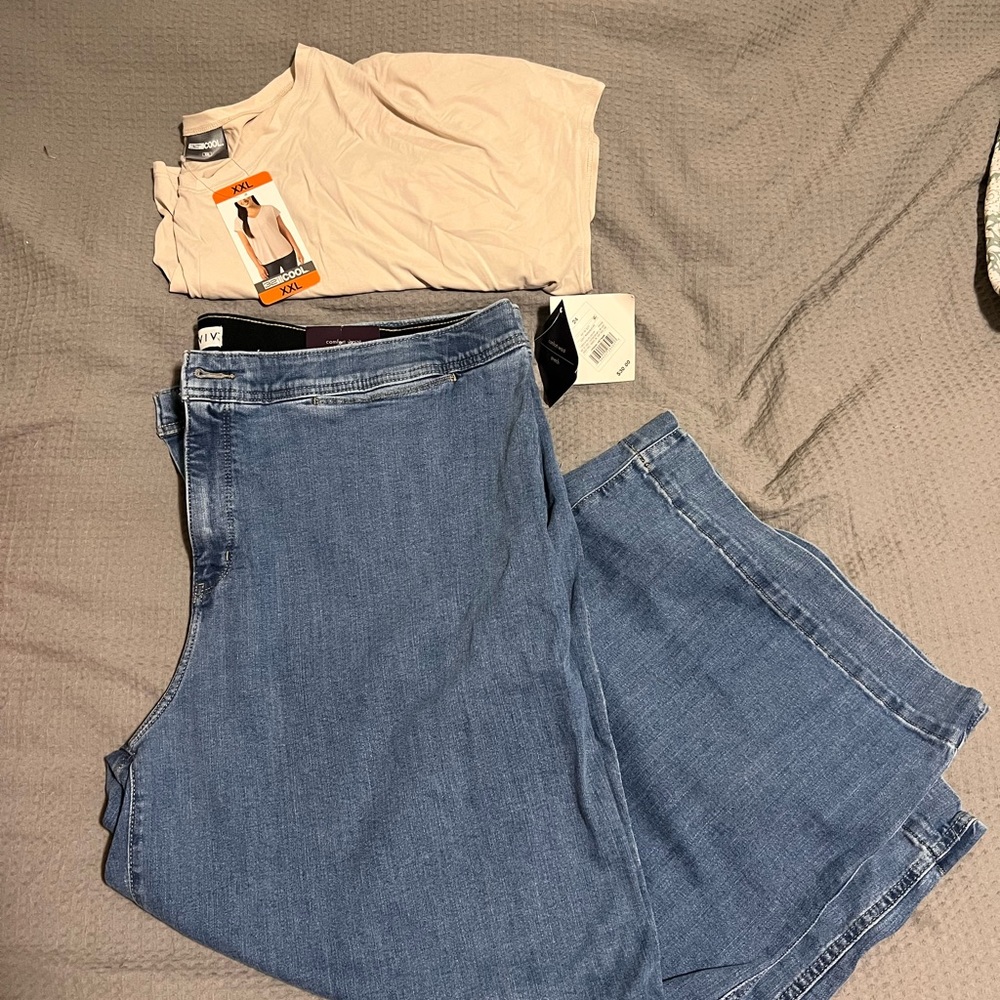 Ava & Viv Blue Flare Jeans and cream top